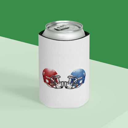 Football Helmet Can Cooler - Red vs Blue Rivalry Koozie