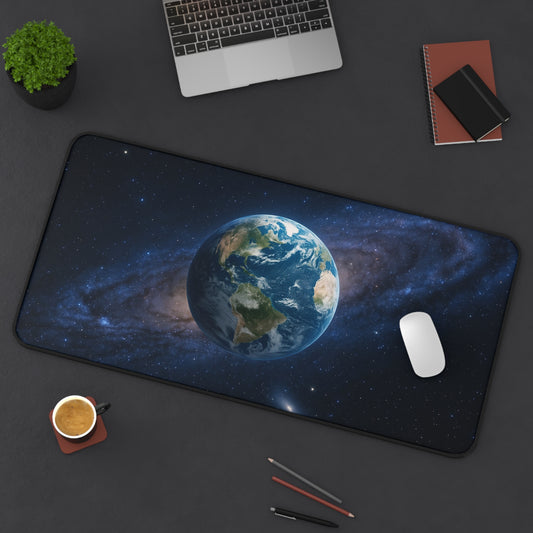 Earth in Galaxy Desk Mat | Space Planet Mousepad - TRV