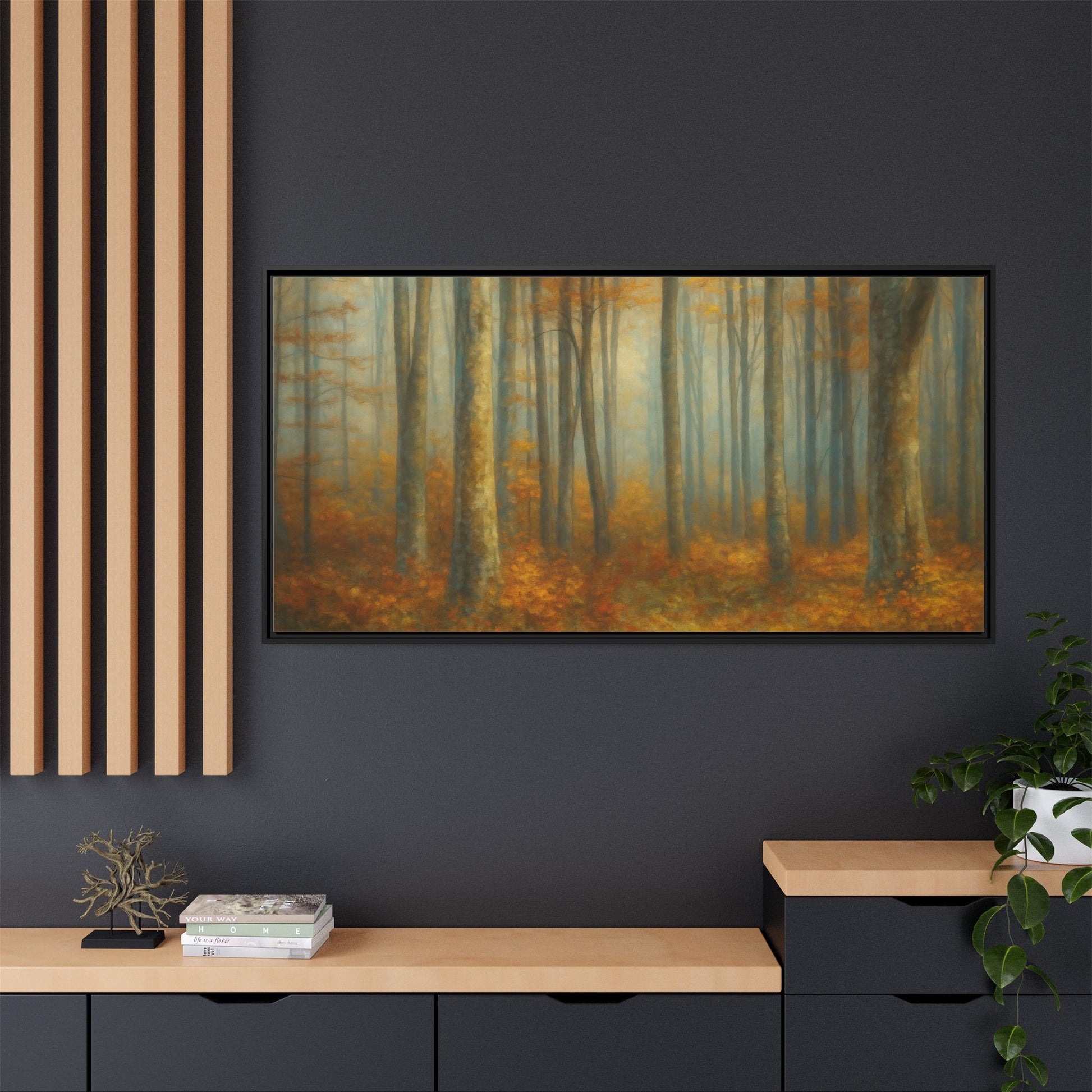 Autumn Forest Canvas Art, Framed Wall Decor, Rustic Home Decor, Nature Artwork, Gift for Nature Lovers - TRV