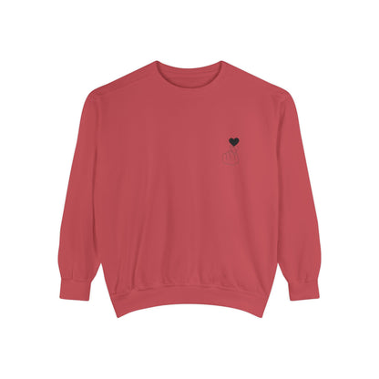 Unisex Garment-Dyed Sweatshirt with Heart Design - Cozy & Stylish