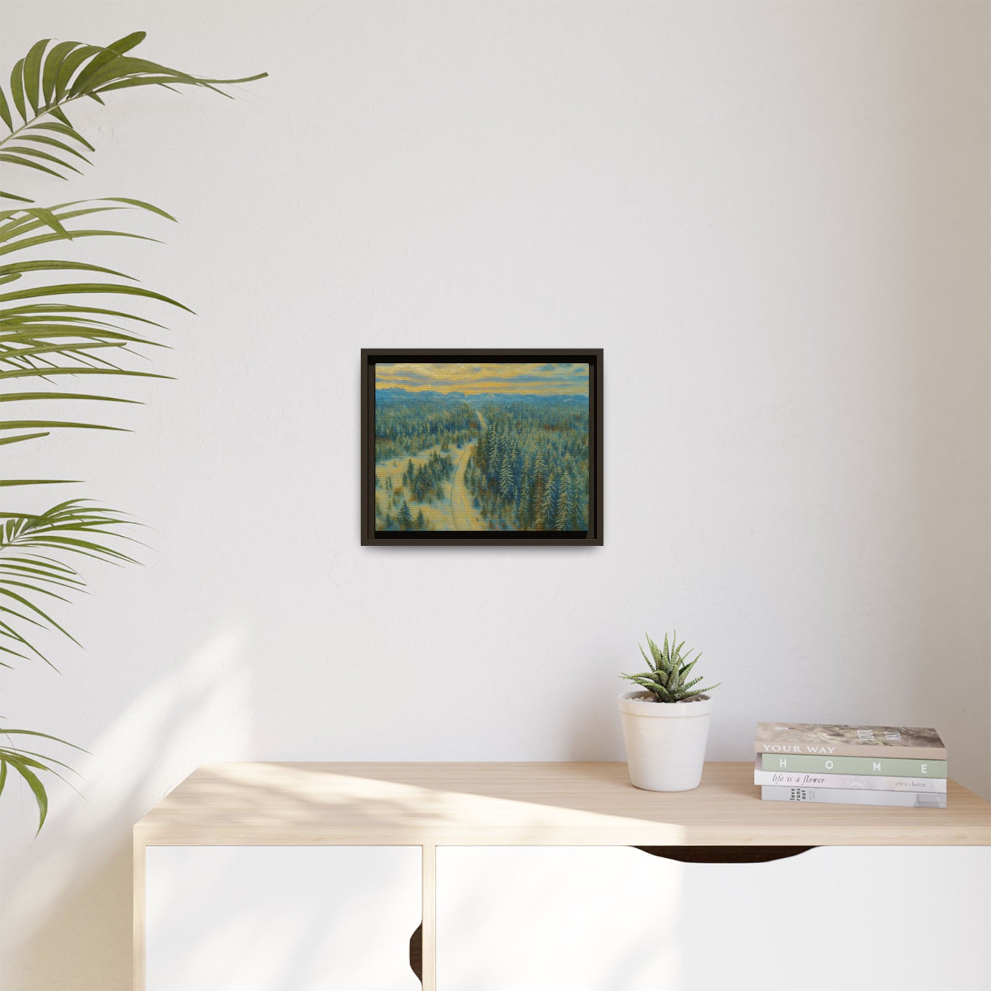 Framed Matte Canvas Art Print, Tranquil Forest Landscape, Home Decor for Nature Lovers, Wall Art for Living Room, Gift for Art Enthusiasts - TRV