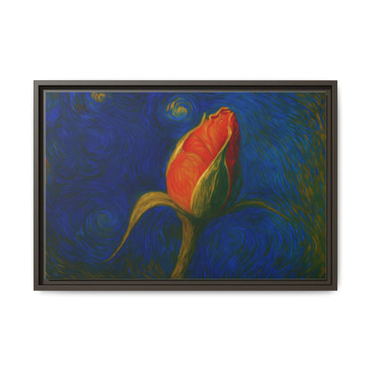 Red Rose Bud Painting Canvas Framed | Matte Wall Art - TRV
