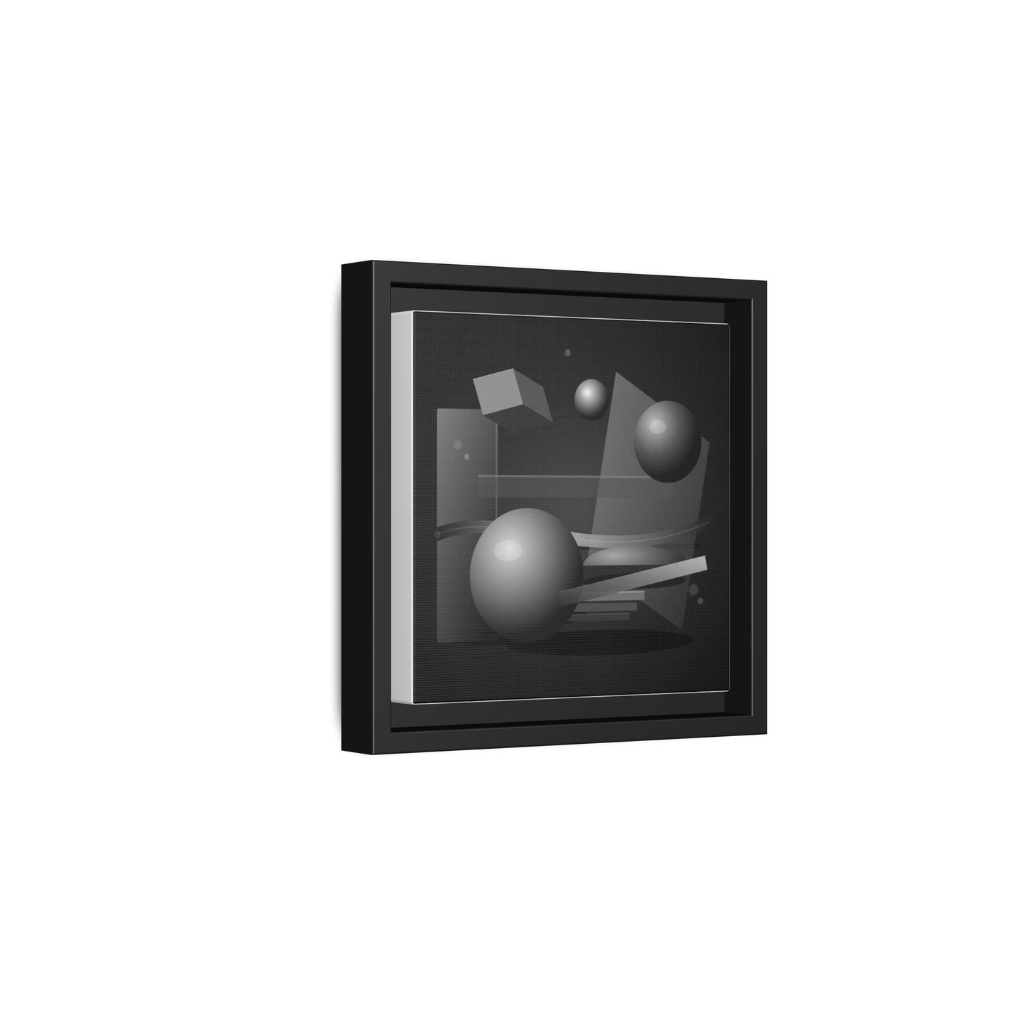 Monochrome Geometric Spheres Canvas Framed Wall Art | Matte Print