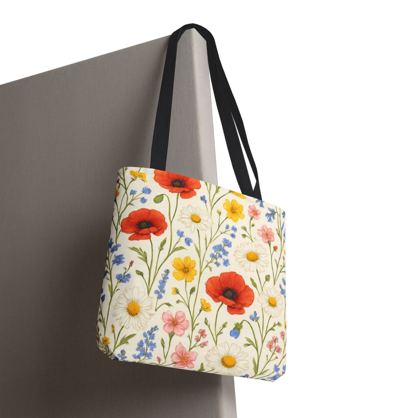 Wildflower Poppy Print Tote Bag | Floral All-Over Pattern