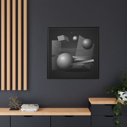Monochrome Geometric Spheres Canvas Framed Wall Art | Matte Print