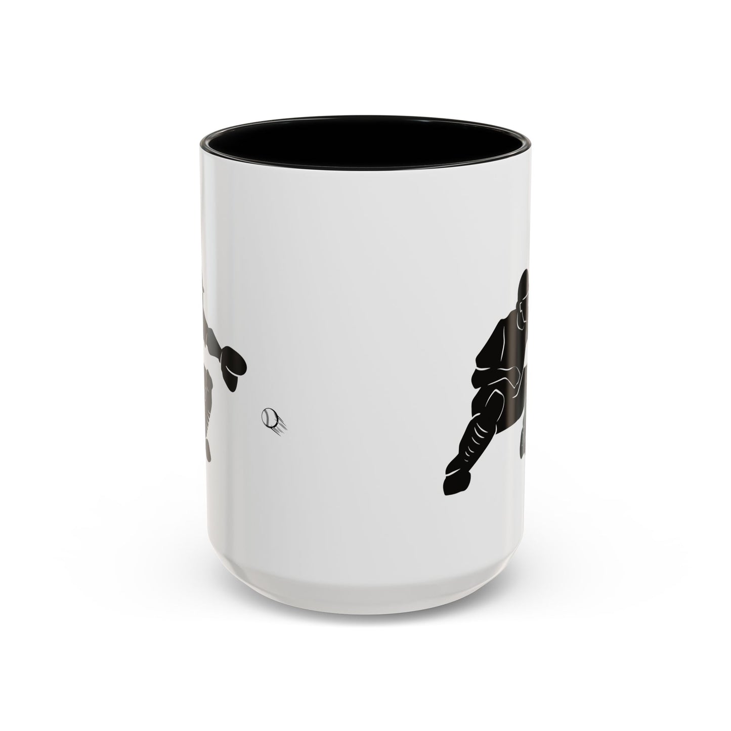 Baseball Catcher Coffee Mug, Sports Gift for Coaches, Black Accent Mug for Fans, Perfect for Birthdays & Celebrations, Unique Cup - TRV
