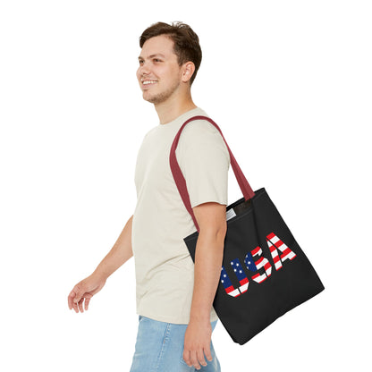 Patriotic USA Print Tote Bag, Reusable Shopping Bag, 4th of July Gift, Summer Carryall, American Flag Style - TRV