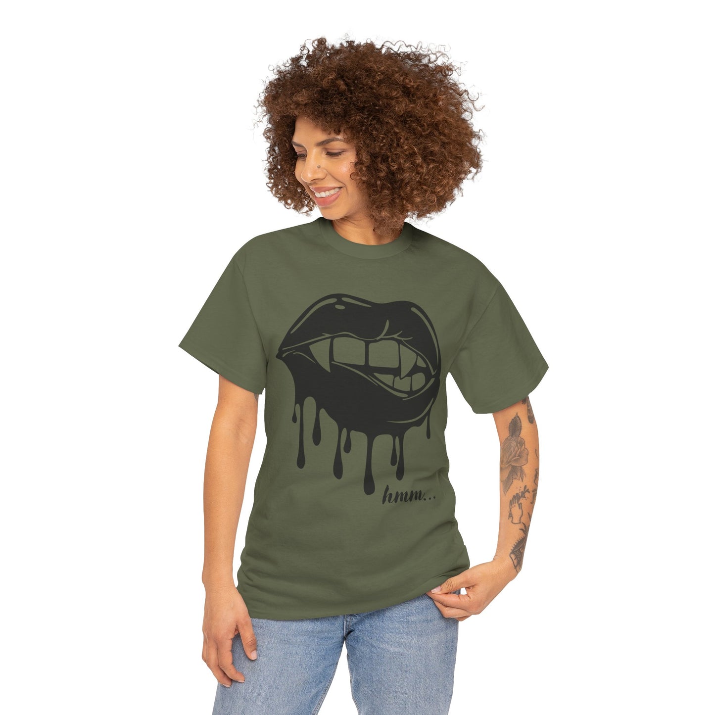 Edgy Graphic Tee - Dripping Lips Design - Unisex Heavy Cotton Tee
