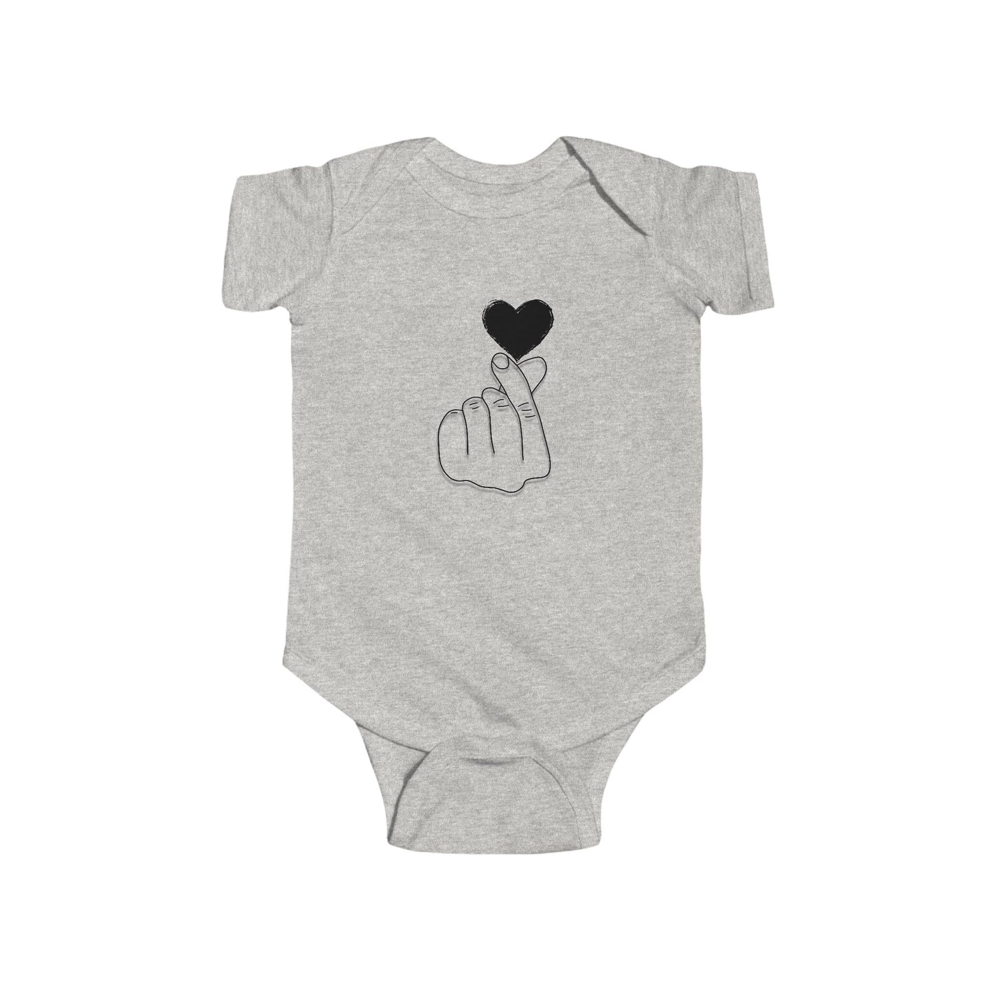 Cute Heart Gesture Infant Bodysuit - Adorable Unisex Baby Outfit for Special Occasions