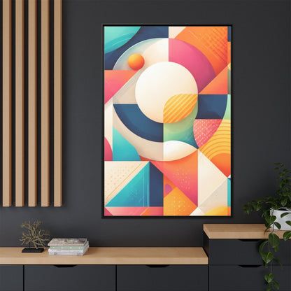 Colorful Geometric Abstract Art Matte Canvas Framed