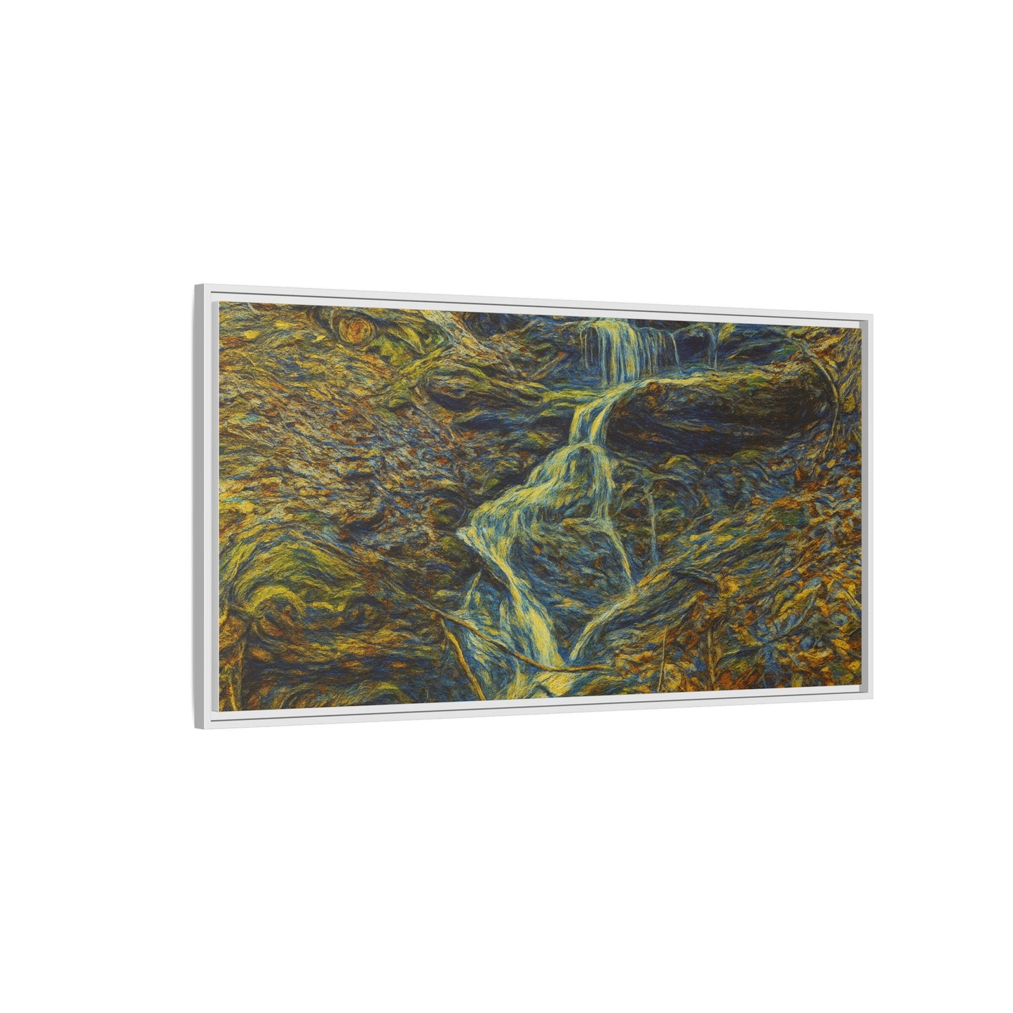 Van Gogh Style Framed Matte Canvas Art Print - Nature-Inspired Wall Decor, Abstract Waterfall Artwork, Home Office Decoration - TRV
