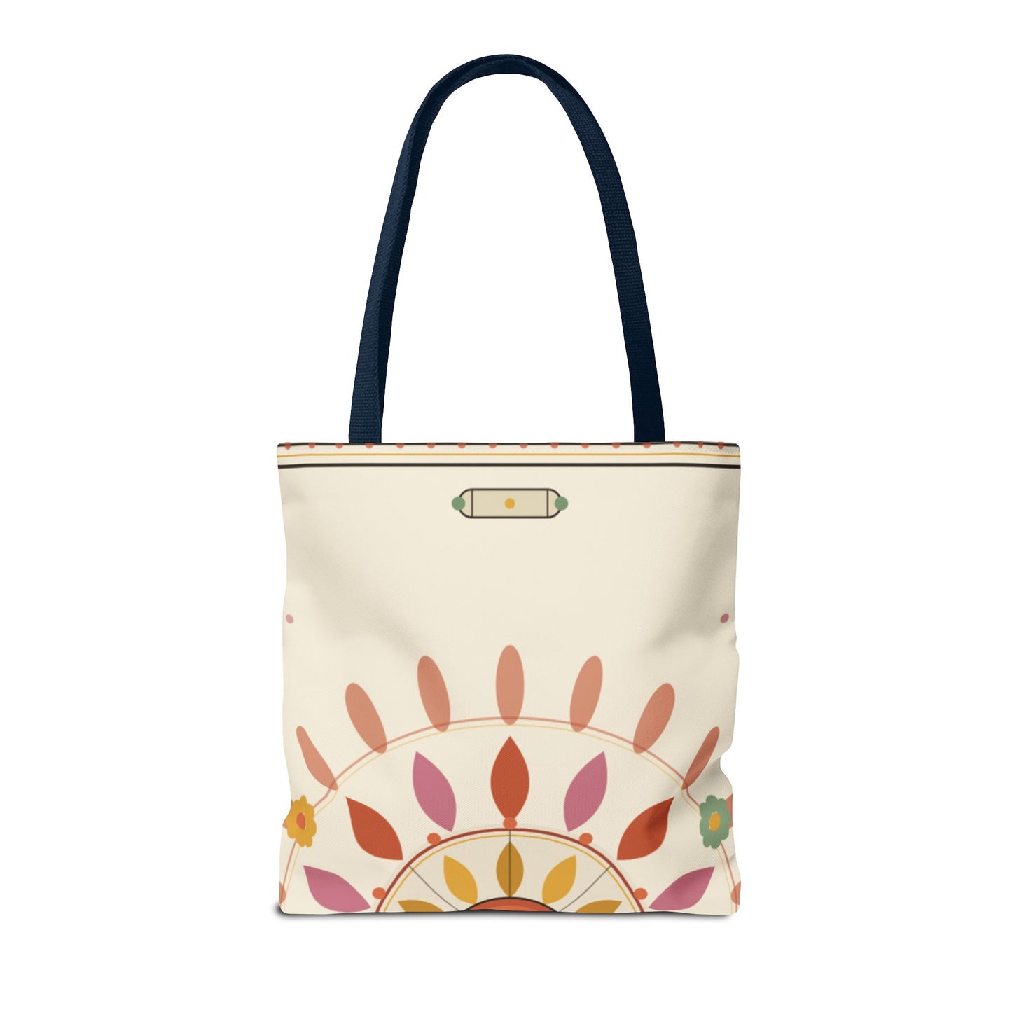 Boho Floral Mandala Tote Bag | Pastel Sunburst Pattern