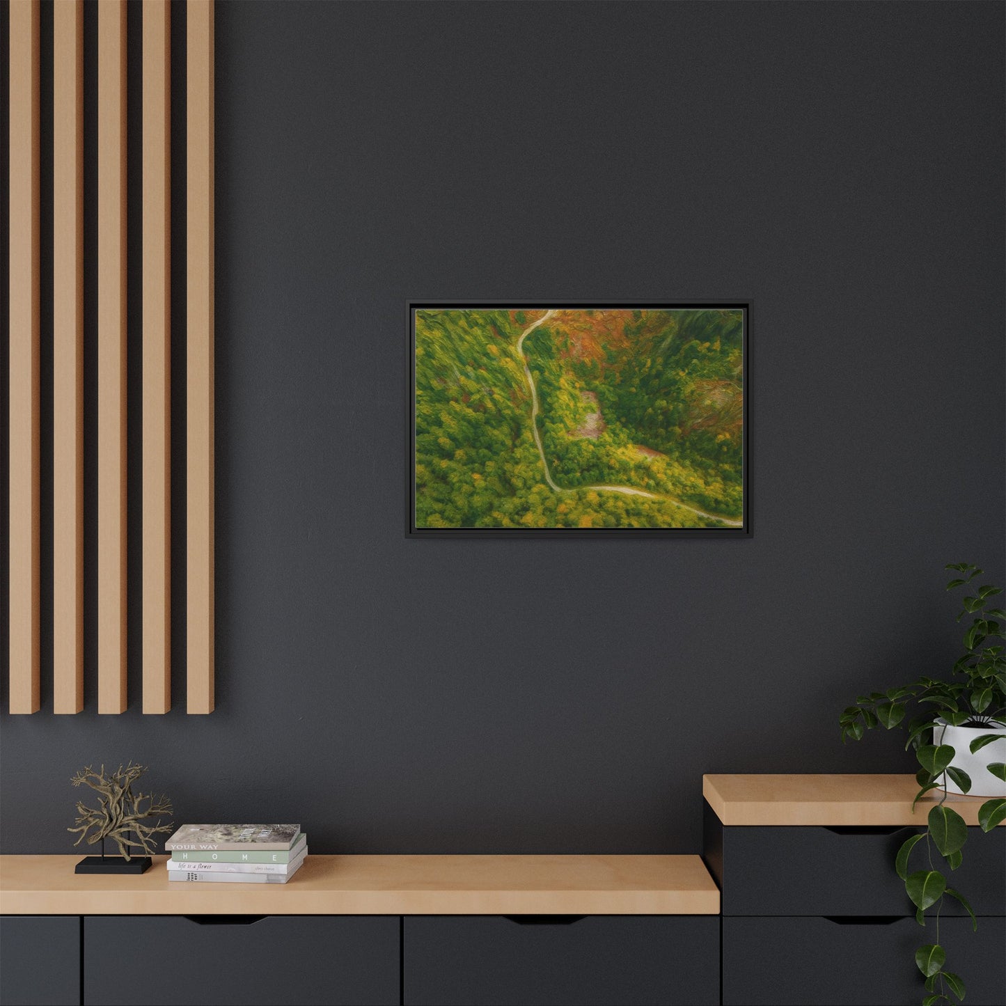 Framed Nature Canvas Art Print, Vibrant Forest Wall Decor, Abstract Landscape Artwork, Home Decoration, Gift for Nature Lovers - TRV