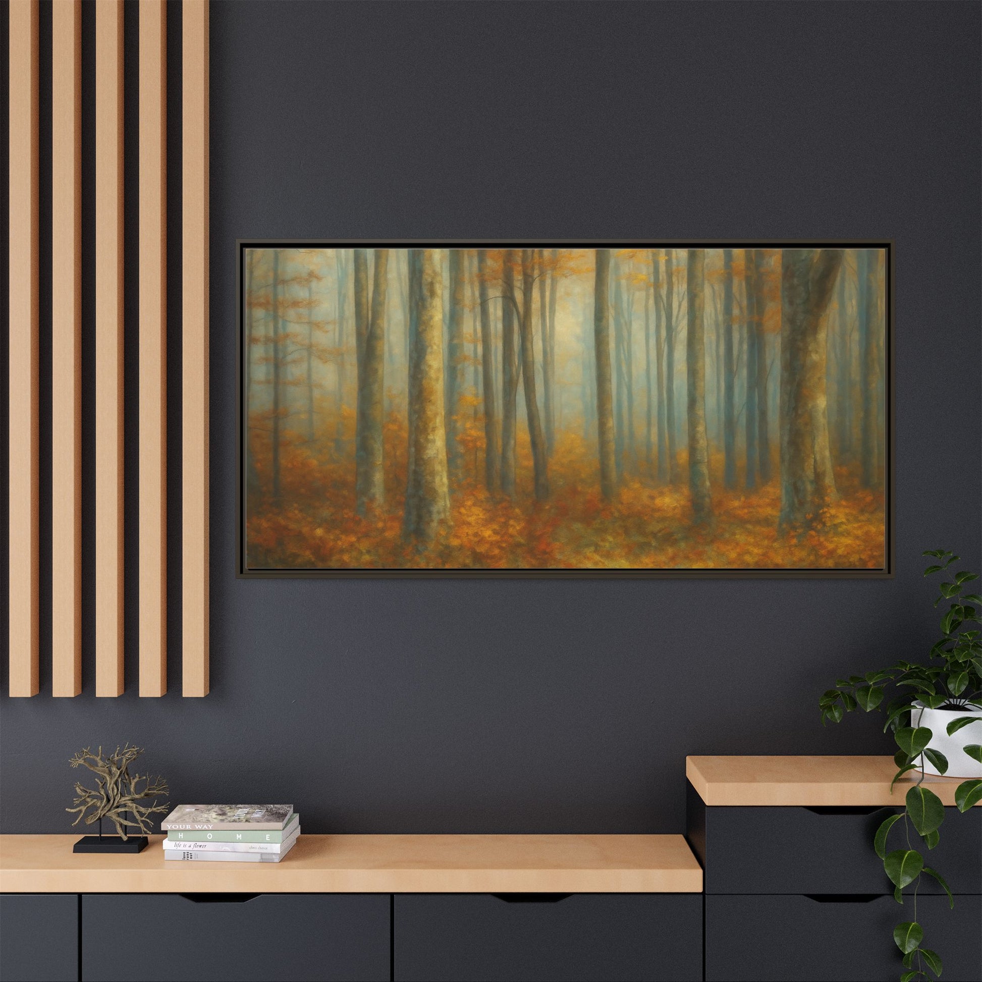 Autumn Forest Canvas Art, Framed Wall Decor, Rustic Home Decor, Nature Artwork, Gift for Nature Lovers - TRV