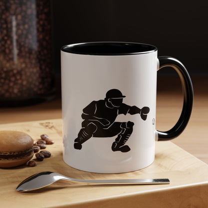 Baseball Catcher Coffee Mug, Sports Gift for Coaches, Black Accent Mug for Fans, Perfect for Birthdays & Celebrations, Unique Cup - product image