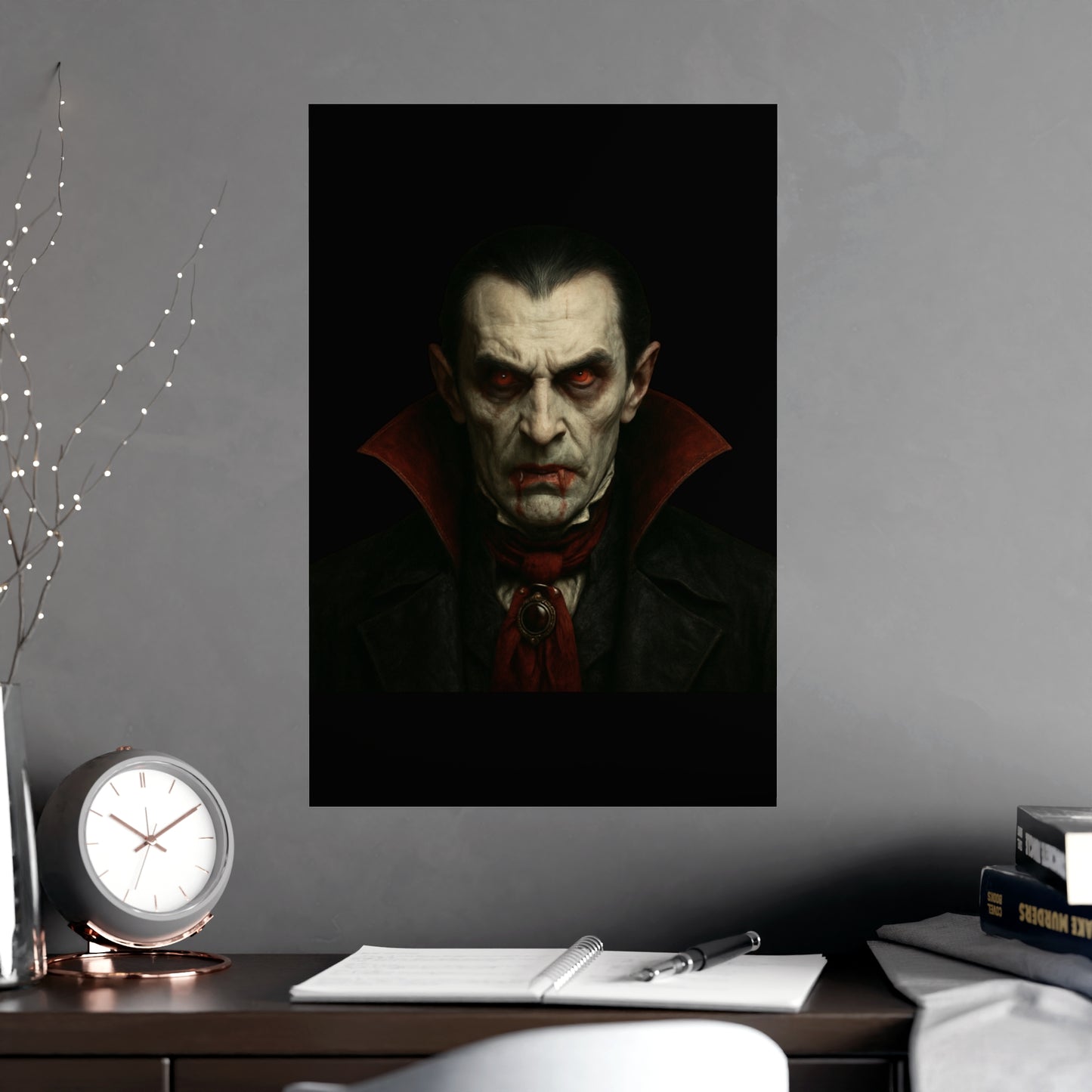 Gothic Vampire Art Poster, Spooky Wall Decor, Horror Room Accent, Perfect for Halloween, Gothic Decor, Home Office Artwork - TRV