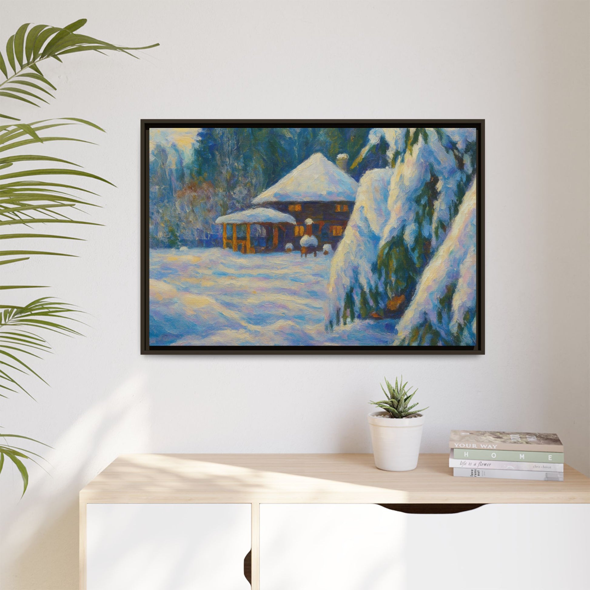 Canvas Art, Winter Scene Home Decor, Seasonal Gift for Art Lovers, Holidays Wall Art, Framed Painting, Matte Print - TRV
