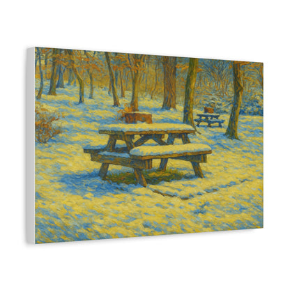 Winter Picnic Canvas Art Print, Cozy Home Decor, Seasonal Wall Art, Nature-Inspired Artwork, Perfect for Holidays - TRV
