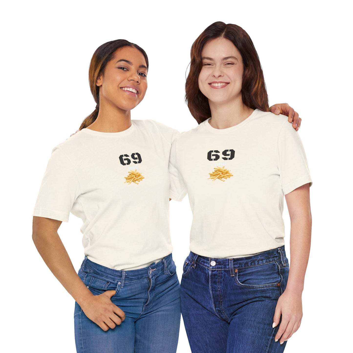 Funny 69 And French Fries Graphic Tee, Casual Humor Shirt, Cute Gift, Stylish Graphic Top, Unisex Quirky T-Shirt, Everyday Wear