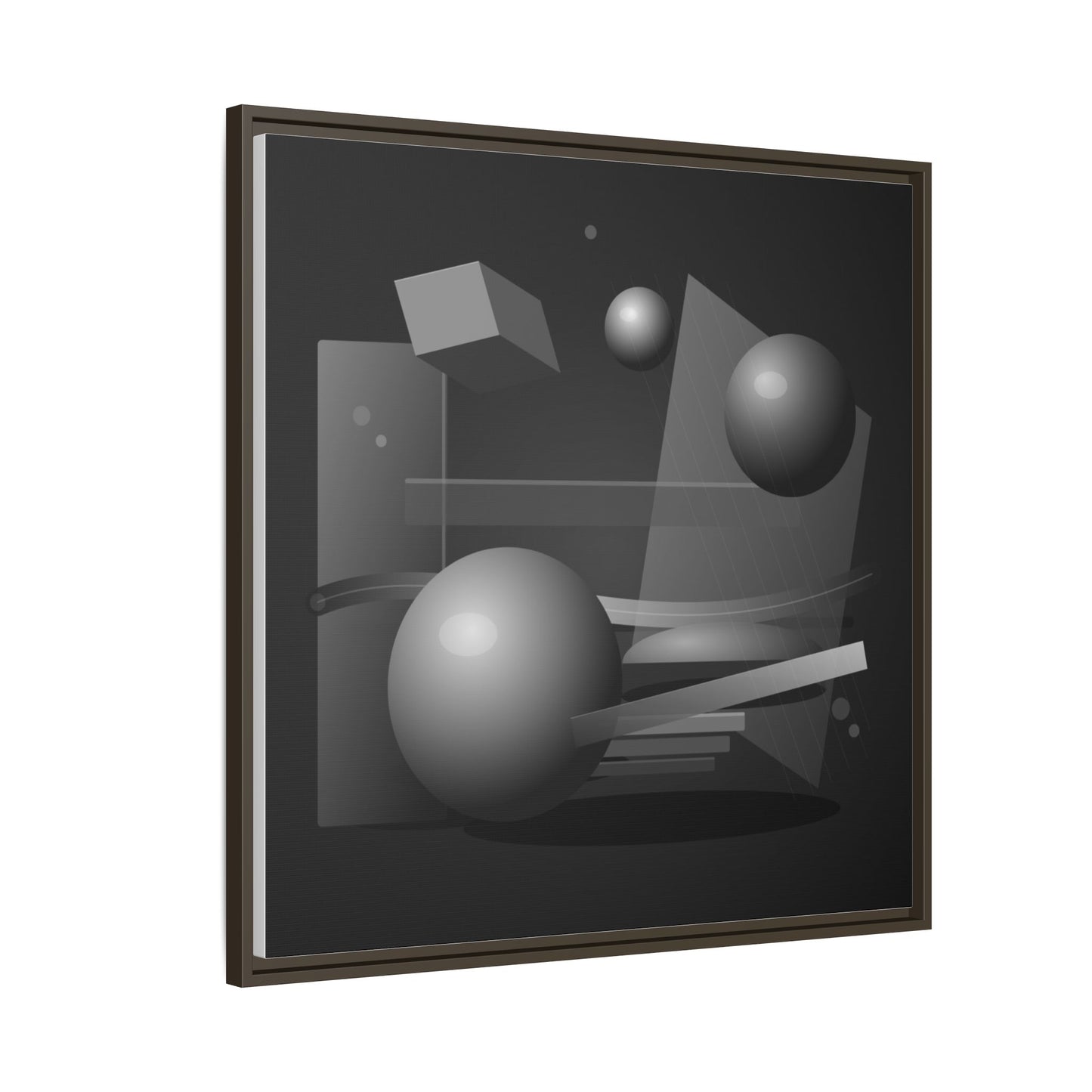 Monochrome Geometric Spheres Canvas Framed Wall Art | Matte Print
