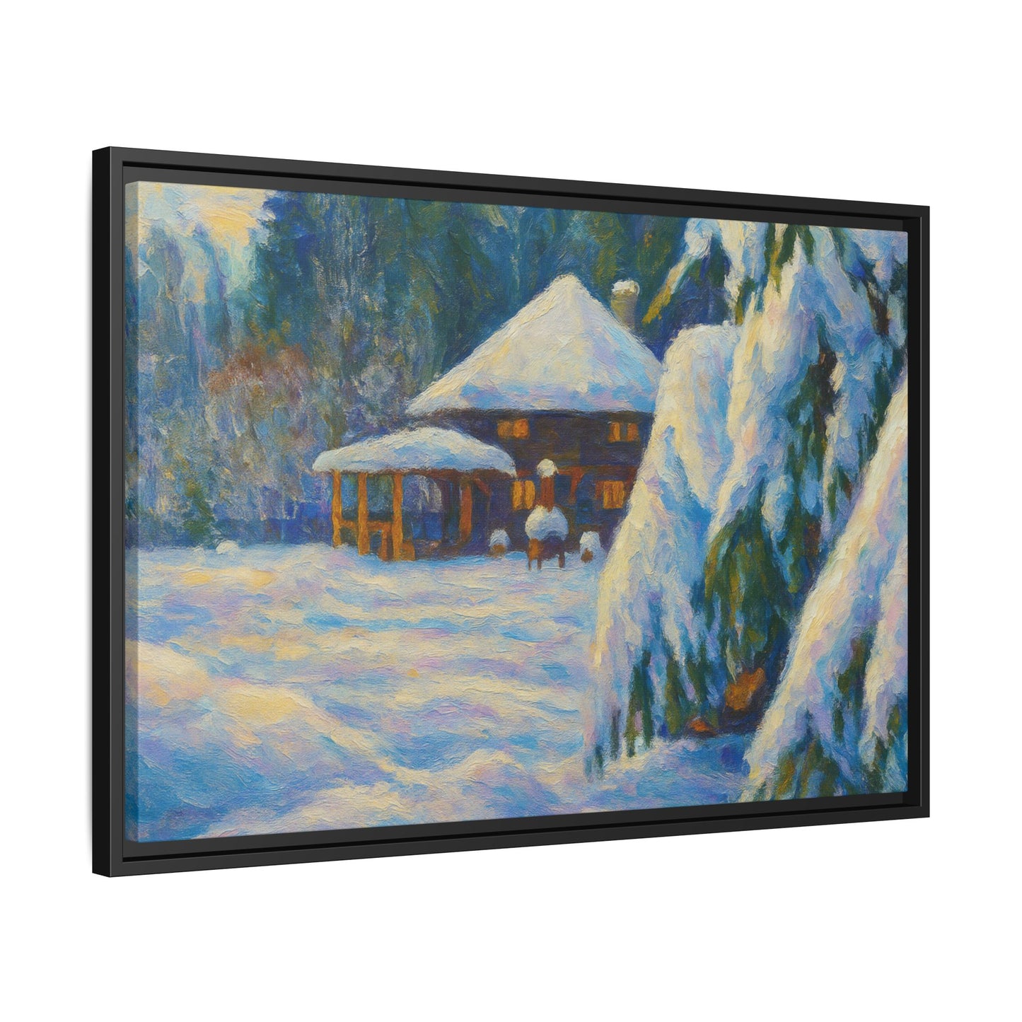 Canvas Art, Winter Scene Home Decor, Seasonal Gift for Art Lovers, Holidays Wall Art, Framed Painting, Matte Print - TRV