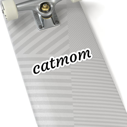 Catmom Kiss-Cut Sticker — Script Vinyl Decal for Laptops, Tumblers & Gifts