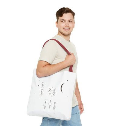 Minimal Moon and Sun Botanical Tote | Celestial Line Art Bag