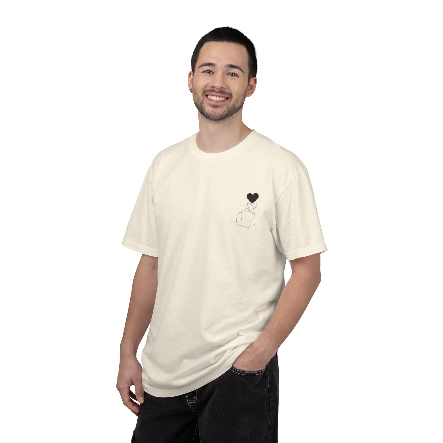 Unisex Garment-Dyed T-Shirt with Heart Design | Casual Trendy Wear for All Occasions