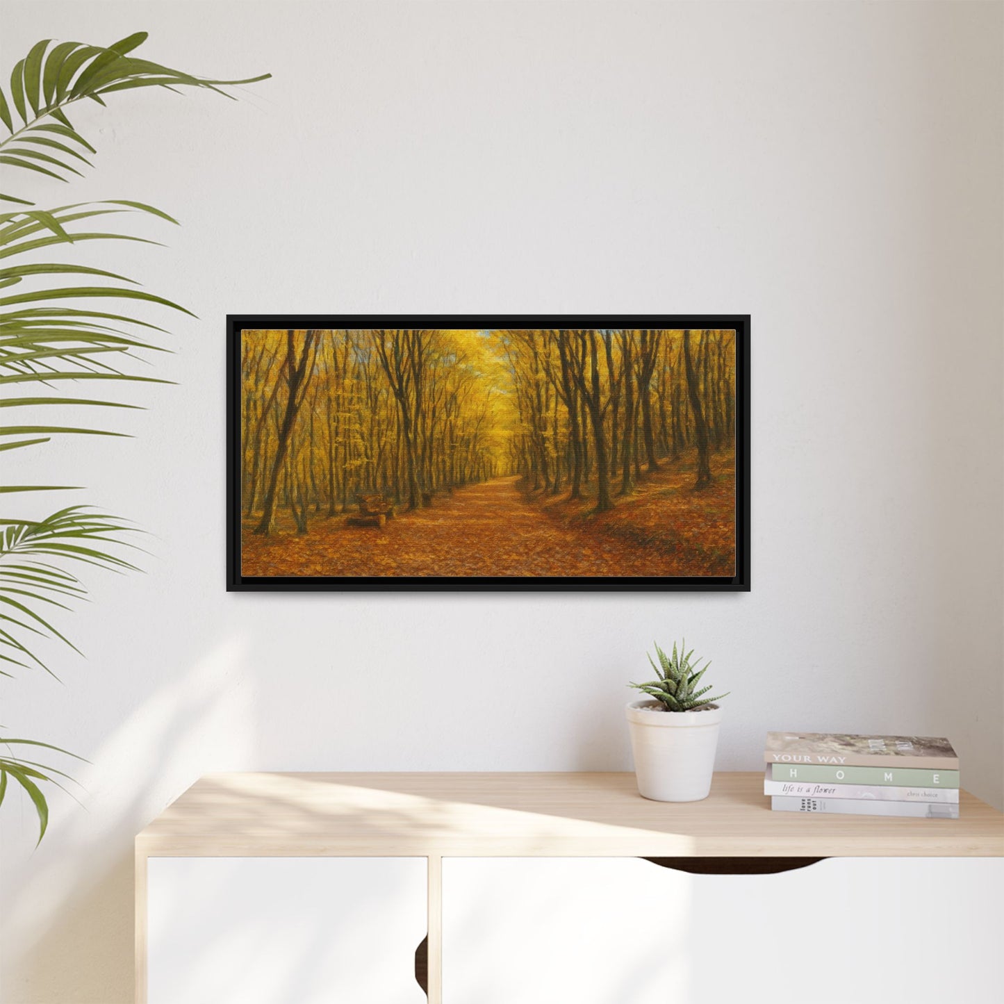 Autumn Forest Framed Canvas Art, Cozy Wall Decor, Nature Inspired Gift, Fall Home Accent, Perfect for Thanksgiving - TRV
