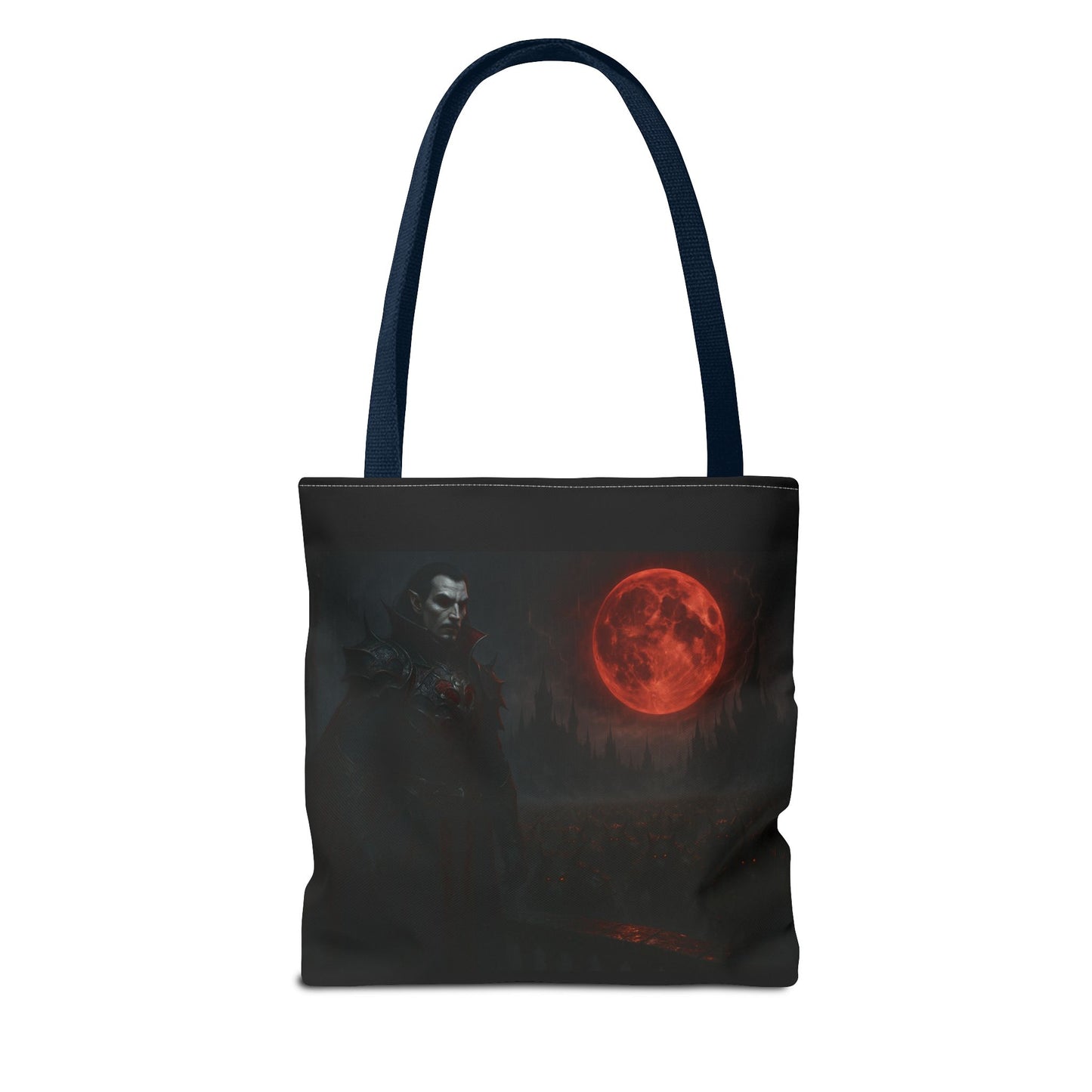 Gothic Tote Bag: Dark Moonlit Night Scene With Dracula, Vampire Art, Halloween Accessory, Gothic Gift, Boho Style - TRV