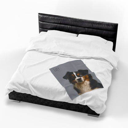 Personalized Aussie Dog Portrait Blanket | Velveteen Plush Blanket