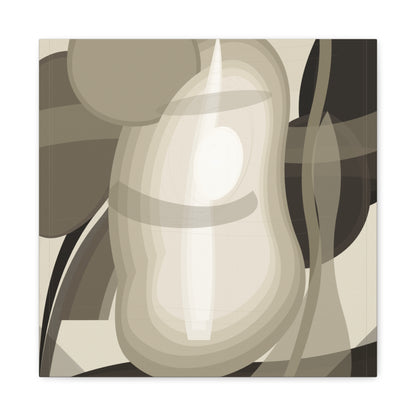 Abstract neutral pear still life canvas print on stretched canvas by Printify featuring a modern art design.