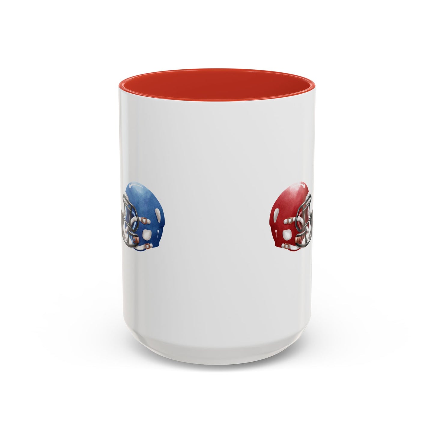 Football Helmet Coffee Mug — Red vs Blue Rivalry Accent Mug (11/15oz)