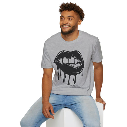 Edgy Graphic Unisex T-Shirt - Dripping Mouth Design, Cool Tee, Trendy Shirt, Hipster Top, Streetwear, Alternative Fashion, Holiday Gift
