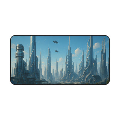 Futuristic Cityscape Desk Mat Sci Fi Skyline Mousepad - TRV
