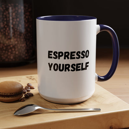Espresso Yourself Coffee Mug - Fun Black Accented Mug for Coffee Lovers, Great Gift for Birthdays, Christmas, and Housewarming