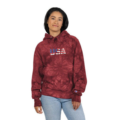 Champion Tie-Dye Hoodie - USA Embroidery, Unisex Hoodie, Trendy Casual Wear, Gift for Him, Outdoor Jacket - TRV