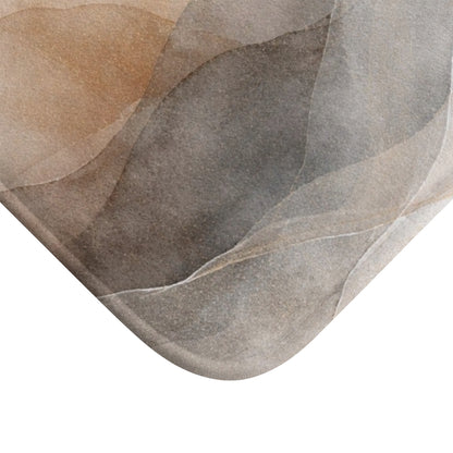 Neutral Watercolor Abstract Bath Mat | Earth Tone Bathroom Rug