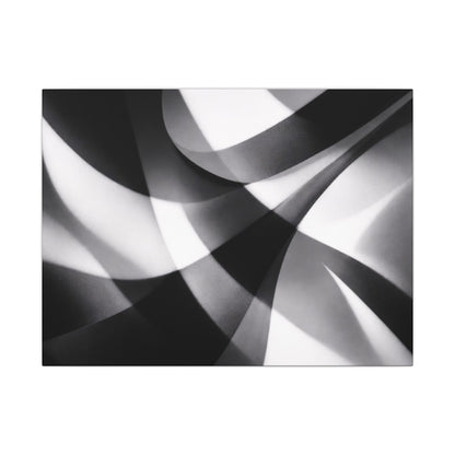 Black and white abstract swirl canvas print by Printify featuring bold, swirling patterns on a matte rectangular canvas.