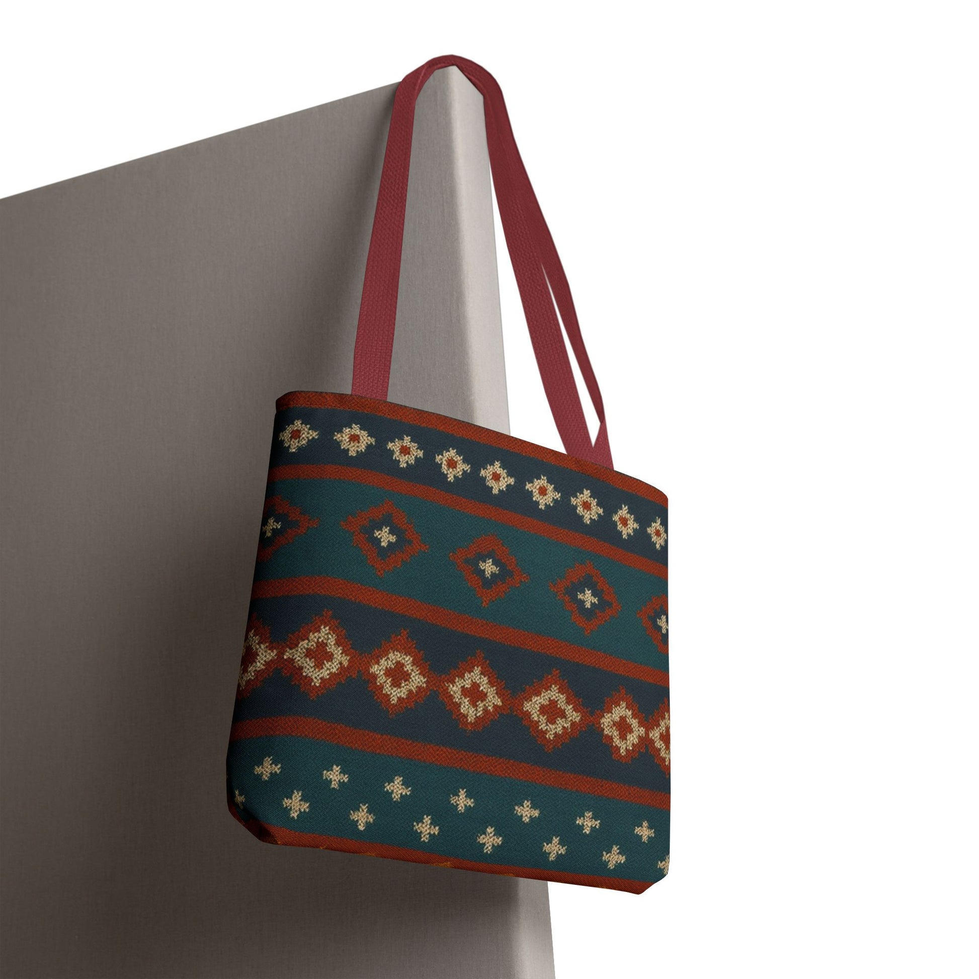 Southwestern Diamond Pattern Tote Bag | Aztec Tribal Geometric Print - TRV