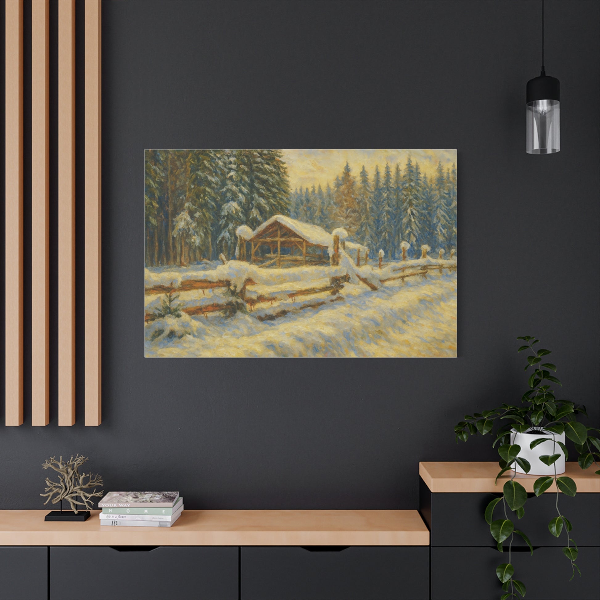 Canvas Wall Art, Winter Landscape Print, Home Decor, Rustic Art, Gift for Nature Lovers, Holiday Decoration - TRV