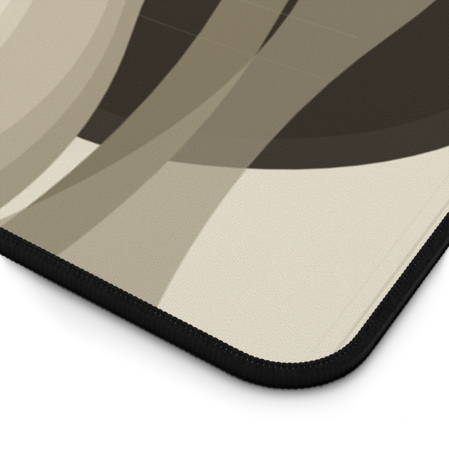 Abstract Neutral Waves Desk Mat | Modern Beige Brown Mousepad Surface
