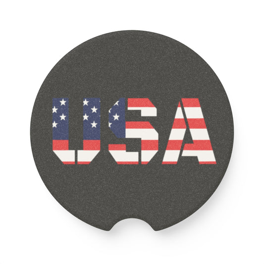 USA Flag Soapstone Car Coaster – Patriotic Drink Holder for Cars