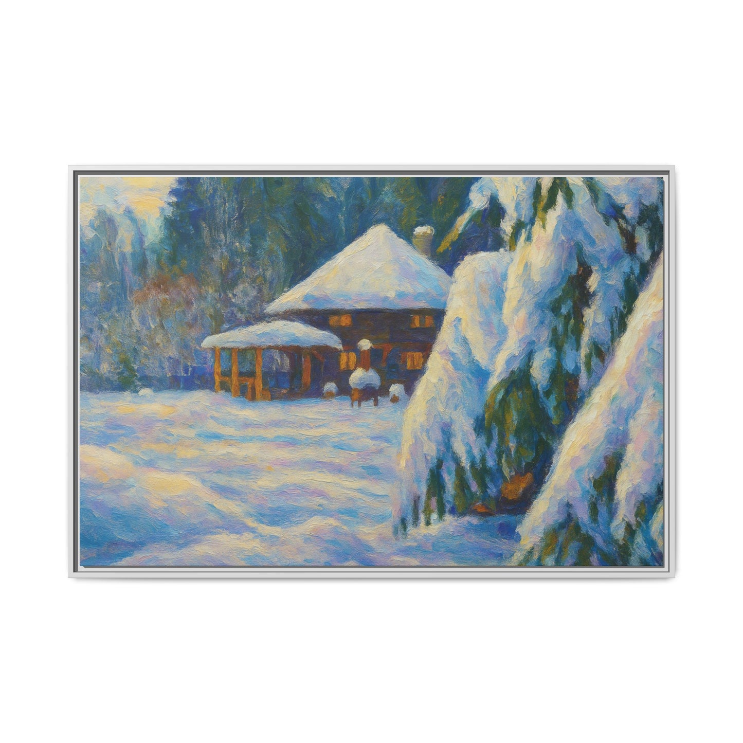 Canvas Art, Winter Scene Home Decor, Seasonal Gift for Art Lovers, Holidays Wall Art, Framed Painting, Matte Print - TRV