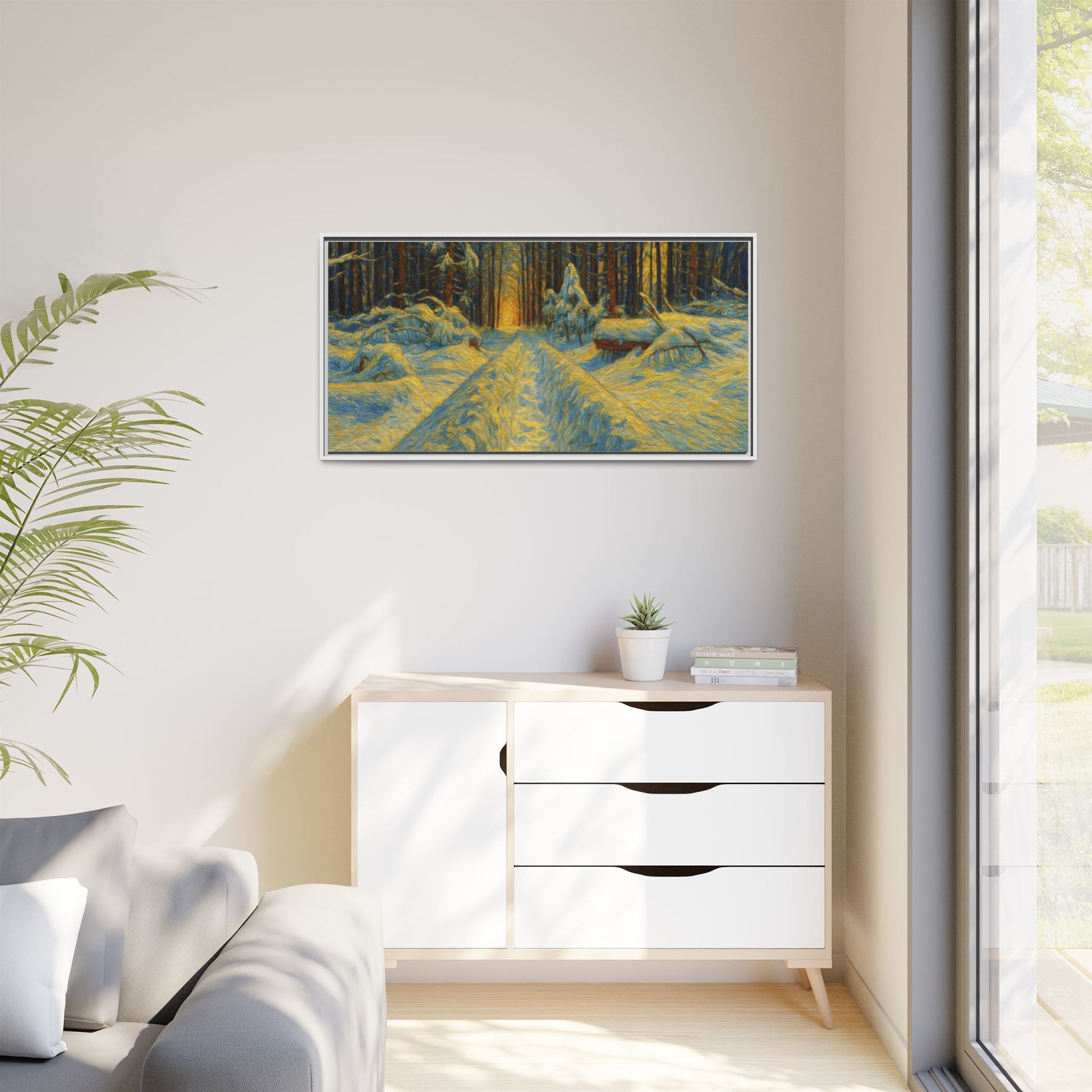 Canvas Art, Winter Landscape Wall Decor, Nature Lovers Gift, Seasonal Decor, Holiday Wall Art, Cozy Home Decoration, Framed Matte Canvas - TRV