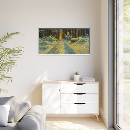 Canvas Art, Winter Landscape Wall Decor, Nature Lovers Gift, Seasonal Decor, Holiday Wall Art, Cozy Home Decoration, Framed Matte Canvas - TRV