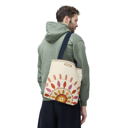 Boho Floral Mandala Tote Bag | Pastel Sunburst Pattern