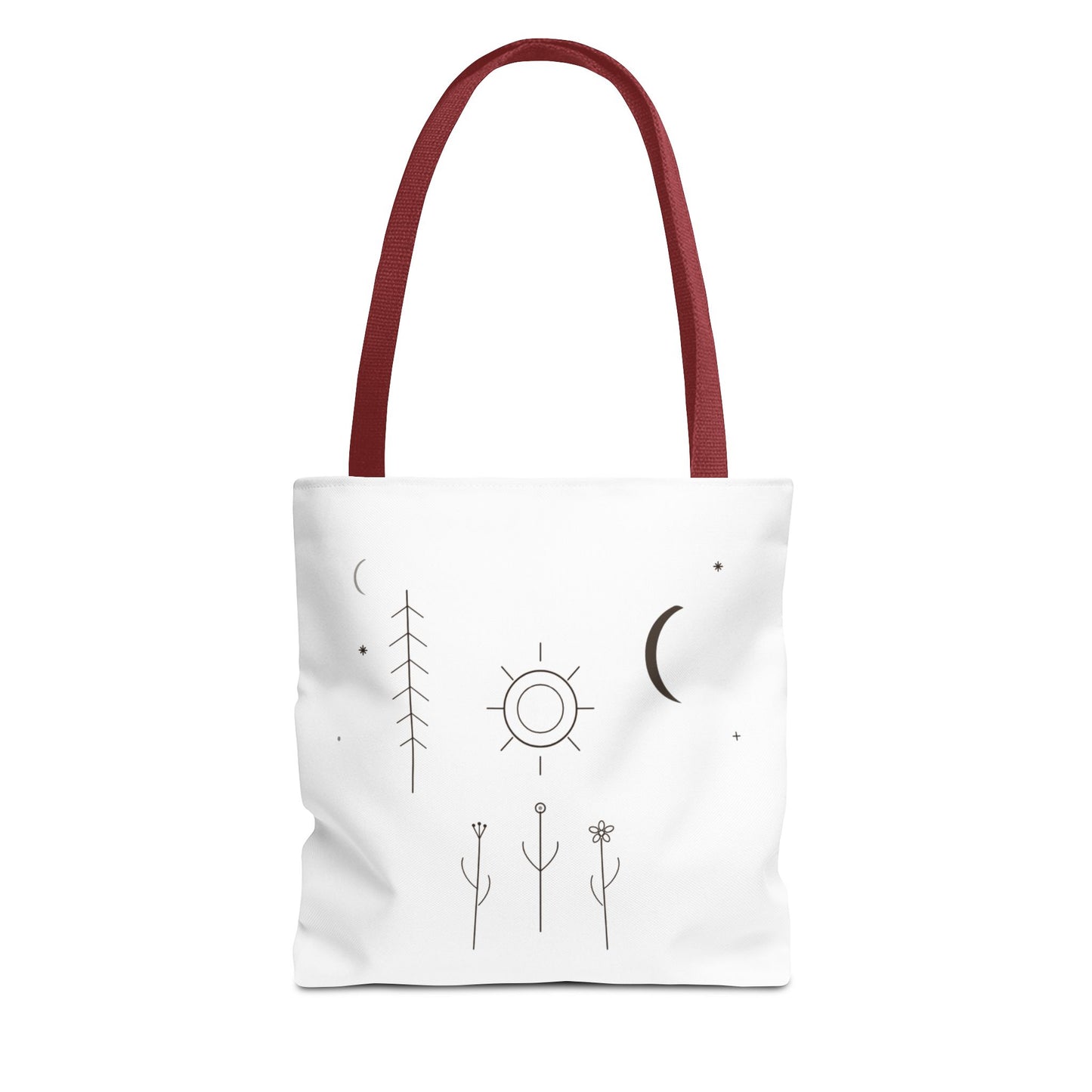 Minimal Moon and Sun Botanical Tote | Celestial Line Art Bag