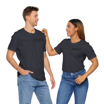 Unisex Est. 1990 Nostalgic Jersey Tee - Perfect Gift, Vintage Style, Retro Fashion, Birthday Celebration, Casual Wear - TRV