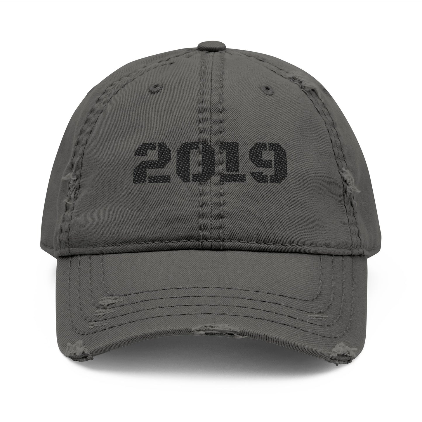 Vintage Distressed Dad Hat with 2019 Embroidery, Casual Cap for Dads, Stylish Gift for Father's Day, Retro Look Cap, Everyday Fashion - TRV